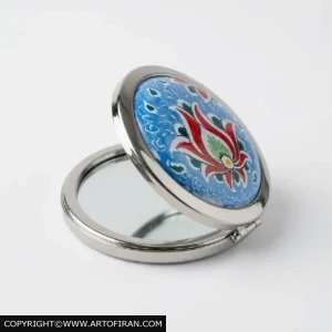 آینه کیفی فیروزه با پلاک میناکاری
