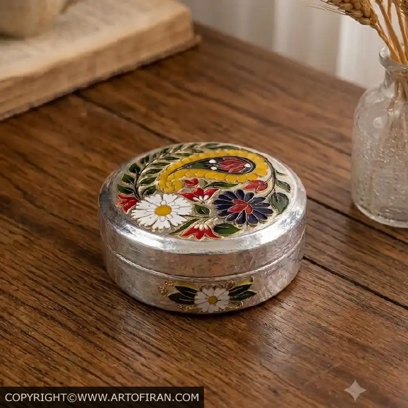 ظرف شیرینی خوری شیرین با مینای خانه بندی - تصویر 3