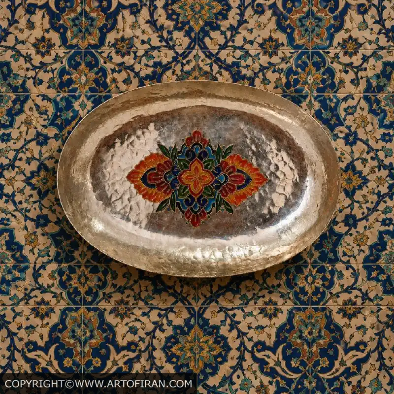 رولتخوری دیار، نمای از بالا روی زمینهٔ کاشیکاری لاجوردی، اثر گالری هنری سبلان
